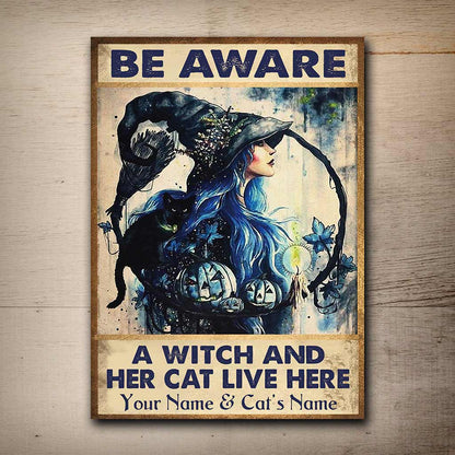 Be Aware - Witch Personalized Rectangle Metal Sign