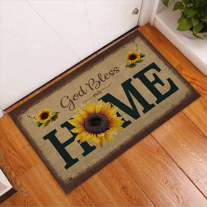 God Bless Our Home - Sunflower Doormat