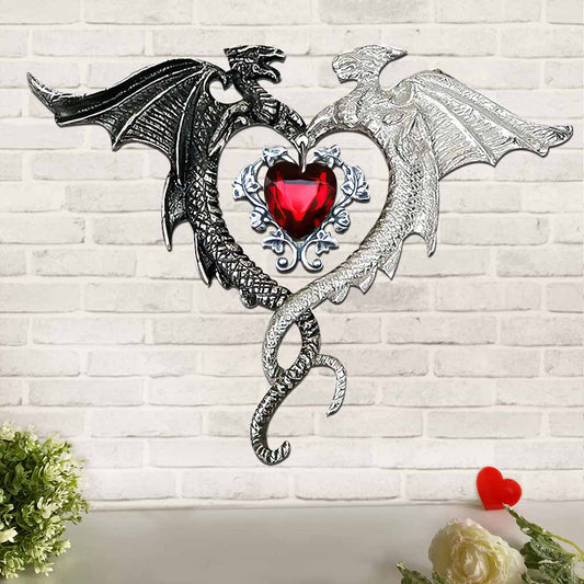 Dragon Heart Rhinestone Pattern Print Cut Metal Sign