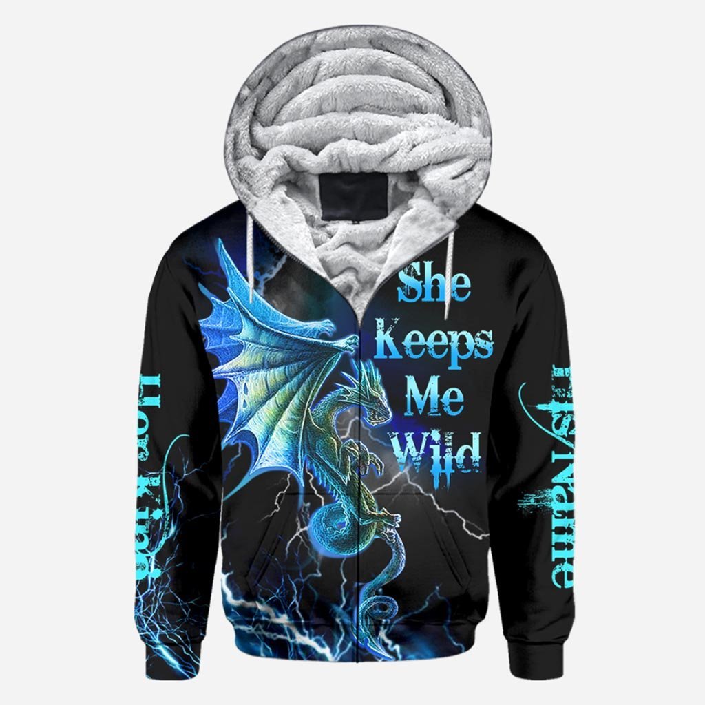 His Queen Her King - Couple Personalized Dragon All Over T-shirt and Hoodie