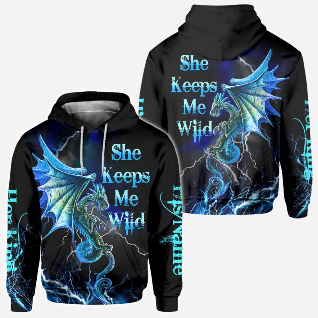 His Queen Her King - Couple Personalized Dragon All Over T-shirt and Hoodie