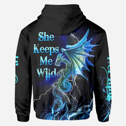 His Queen Her King - Couple Personalized Dragon All Over T-shirt and Hoodie