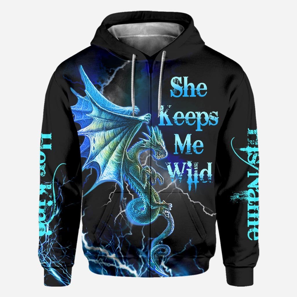 His Queen Her King - Couple Personalized Dragon All Over T-shirt and Hoodie