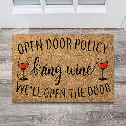 Open Door - Wine Coir Pattern Print Doormat