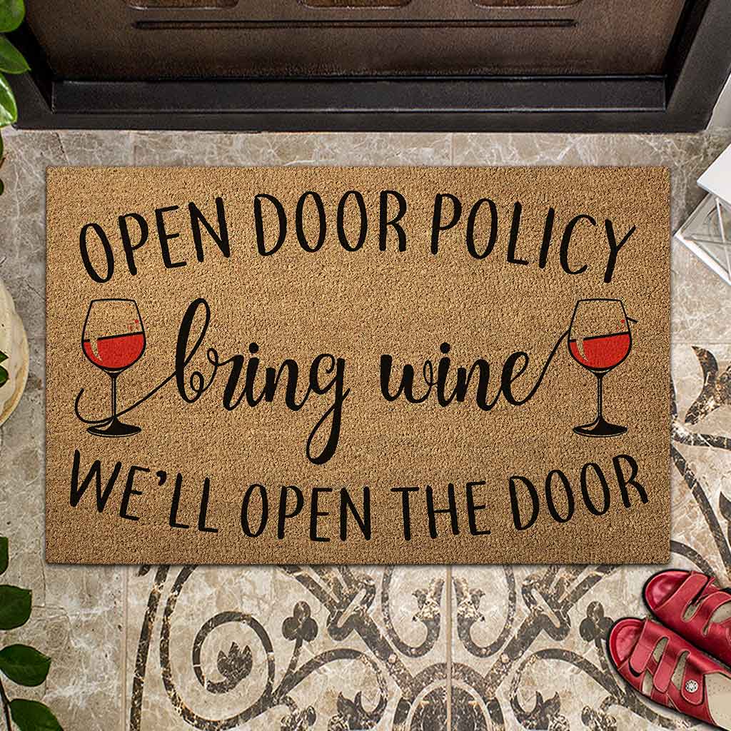 Open Door - Wine Coir Pattern Print Doormat