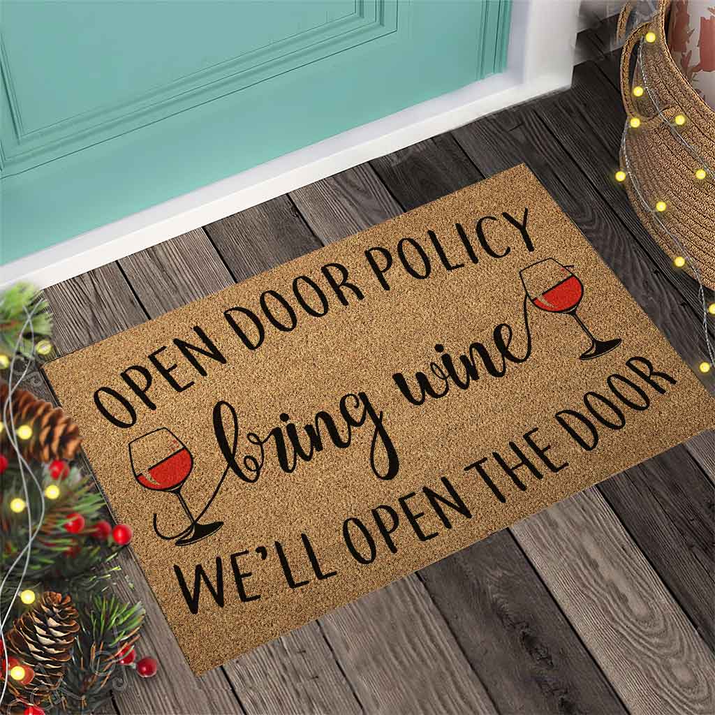 Open Door - Wine Coir Pattern Print Doormat