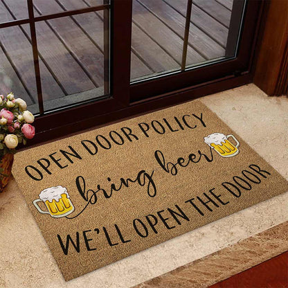 Open Door - Beer Coir Pattern Print Doormat