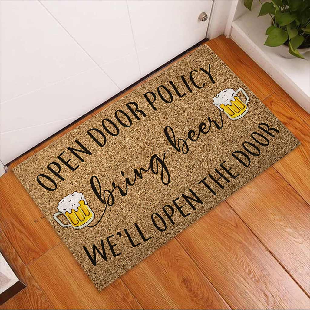 Open Door - Beer Coir Pattern Print Doormat