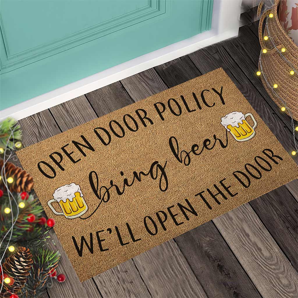 Open Door - Beer Coir Pattern Print Doormat