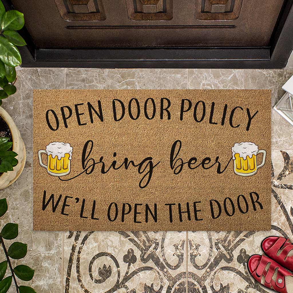 Open Door - Beer Coir Pattern Print Doormat