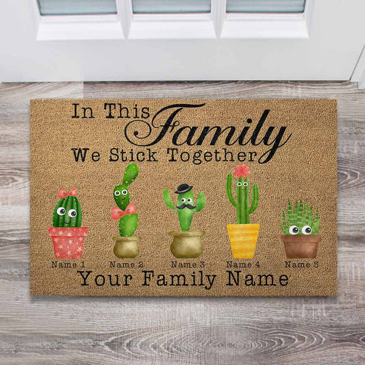 In This Family We Stick Together - Cactus  Doormat