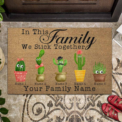 In This Family We Stick Together - Cactus  Doormat