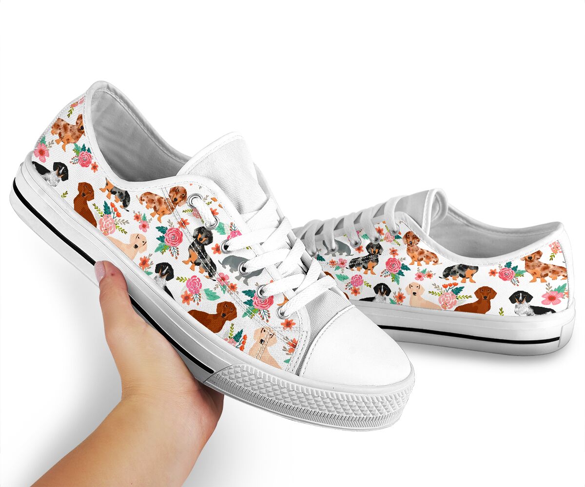 Dachshund Flower Dachshund Low Top Shoes 0622