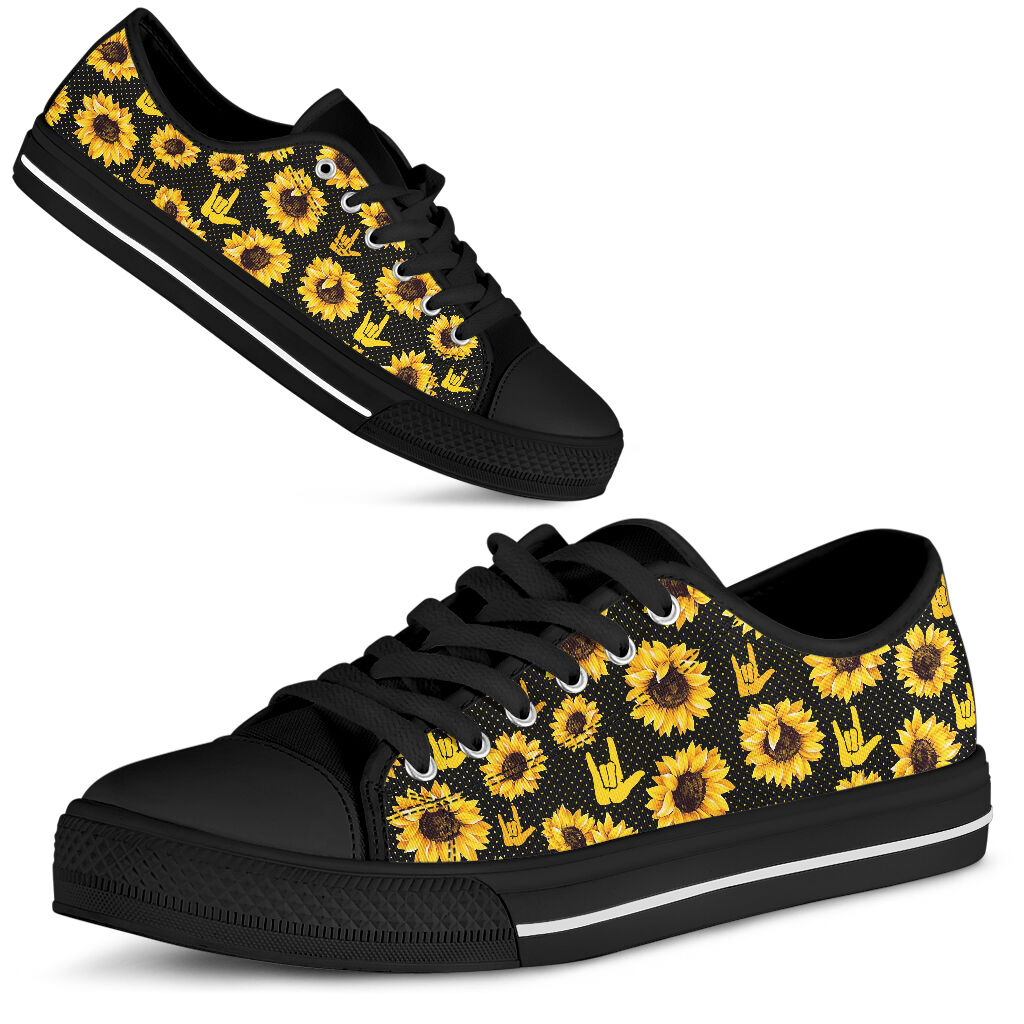 Hand Signs And Sunflowers ASL Low Top Shoes 0622