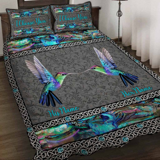 I Choose You - Personalized Hummingbird Quilt Set