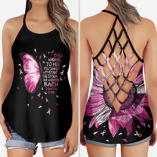 Never Give Up - Breast Cancer Awareness Cross Tank Top