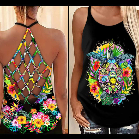 Love Turtle Cross Tank Top