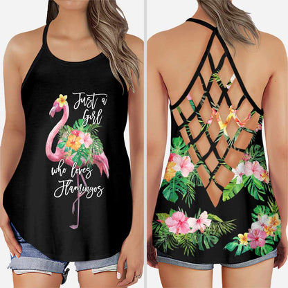 Just A Girl - Flamingo Cross Tank Top