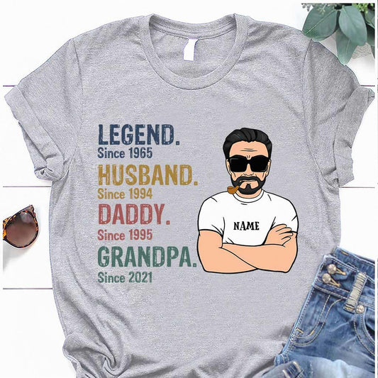 Legend Husband Daddy Grandpa - Family Personalized T-shirt and Hoodie 062021