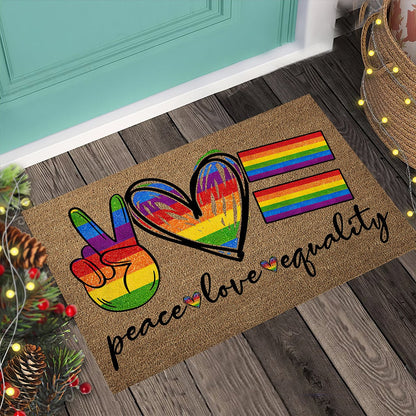 Peace Love Pride - LGBT Support Coir Pattern Print Doormat