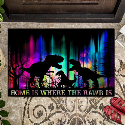 Home is Where The Rawr Is - Dinosaur Doormat