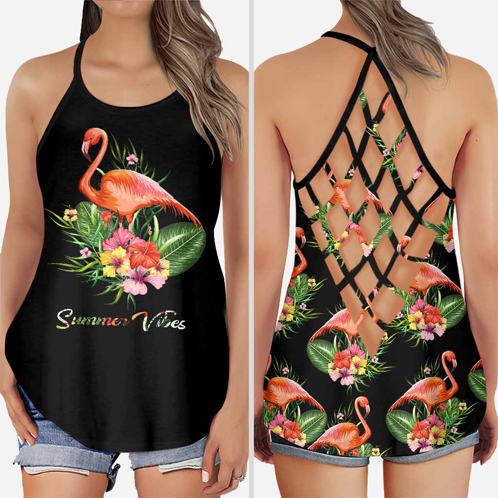 Summer Vibes - Flamingo Cross Tank Top