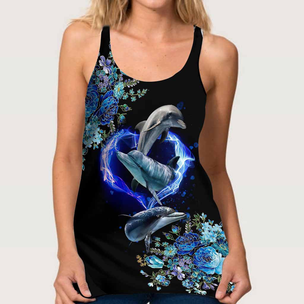 Salty Lil' Beach - Dolphin Cross Tank Top