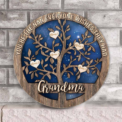 We're As Lucky As Can Be - Personalized Mother's Day Grandma Round Wood Sign