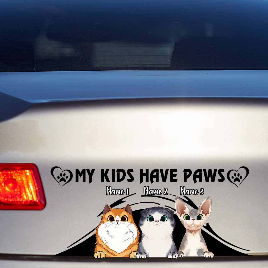 My Kids Have Paws - Personalized Cat Decal Full