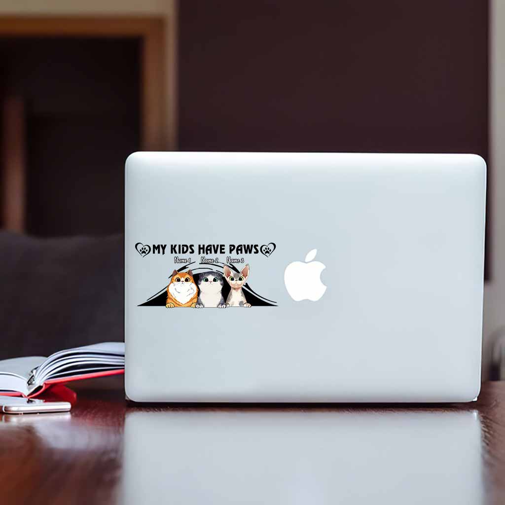 My Kids Have Paws - Personalized Cat Decal Full