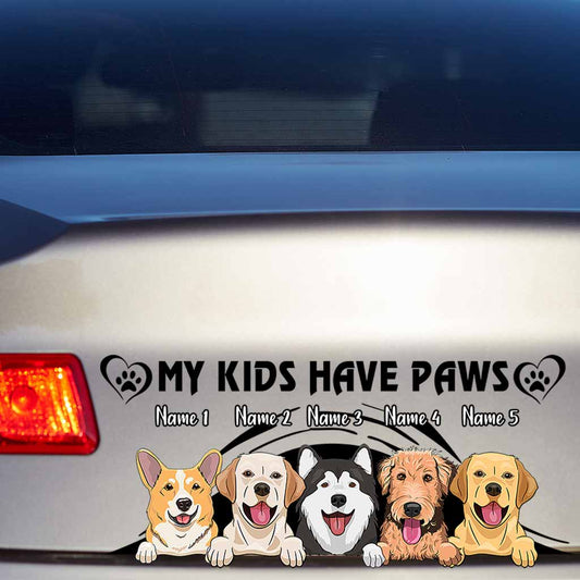 My Kids Have Paws - Personalized Dog Decal Full