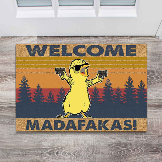 Welcome Madafakas - Chicken Coir Pattern Print Doormat