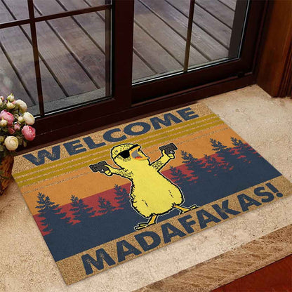 Welcome Madafakas - Chicken Coir Pattern Print Doormat