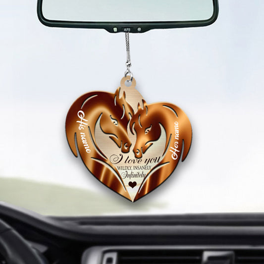 I Love You Wildly Insanely - Personalized Couple Horse Car Ornament (Printed On Both Sides)