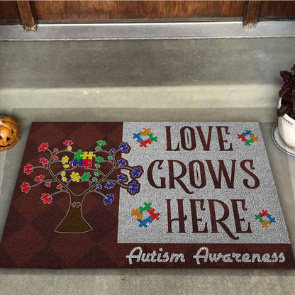 Love Grows Here - Autism Awareness Doormat