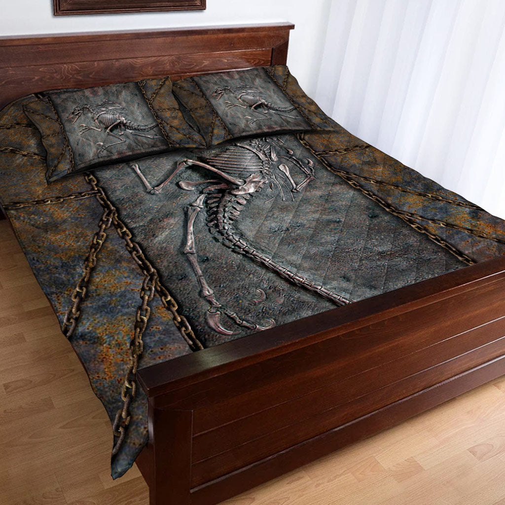 Dinosaur Fossil 3D Pattern Print Quilt Bed Set