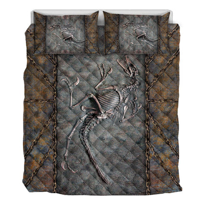 Dinosaur Fossil 3D Pattern Print Quilt Bed Set