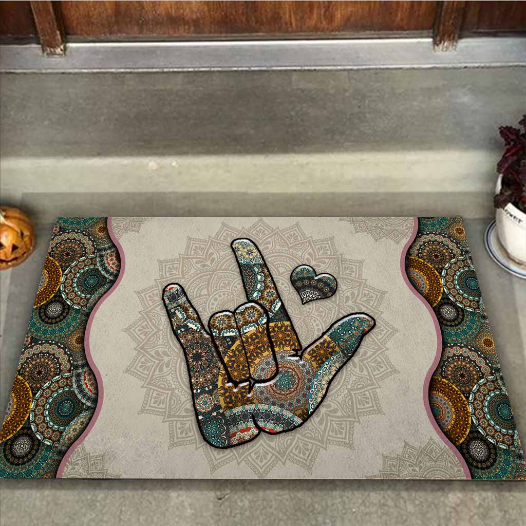 I Love You Hand Sign - American Sign Language Doormat