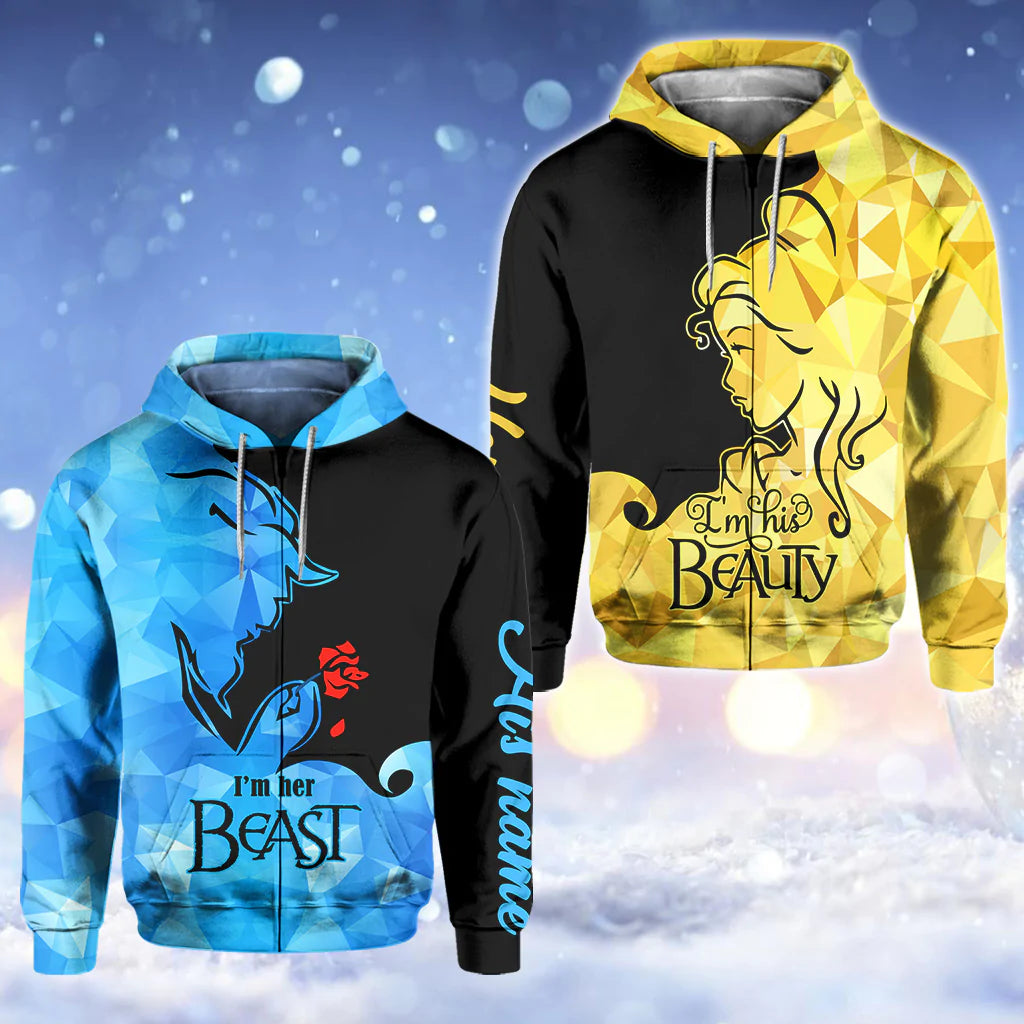 His Beauty Her Beast - Personalized Couple Hoodies