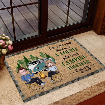 Once Upon A Time There Was A Couple - Personalized Camping Doormat