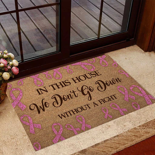 In This House - Breast Cancer Awareness Coir Pattern Print Doormat