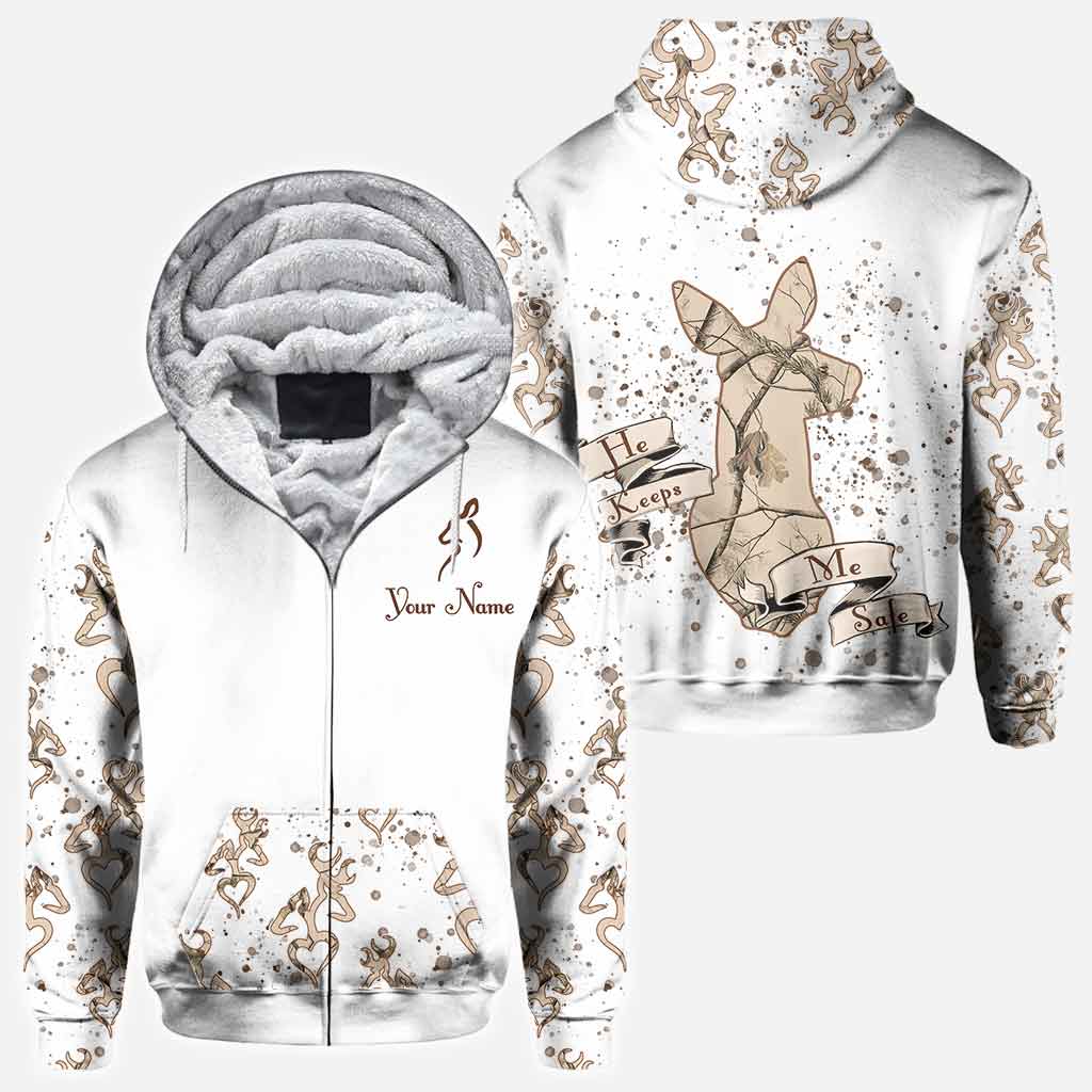 His Doe Her Buck - Personalized Couple Hunting All Over T-shirt and Hoodie