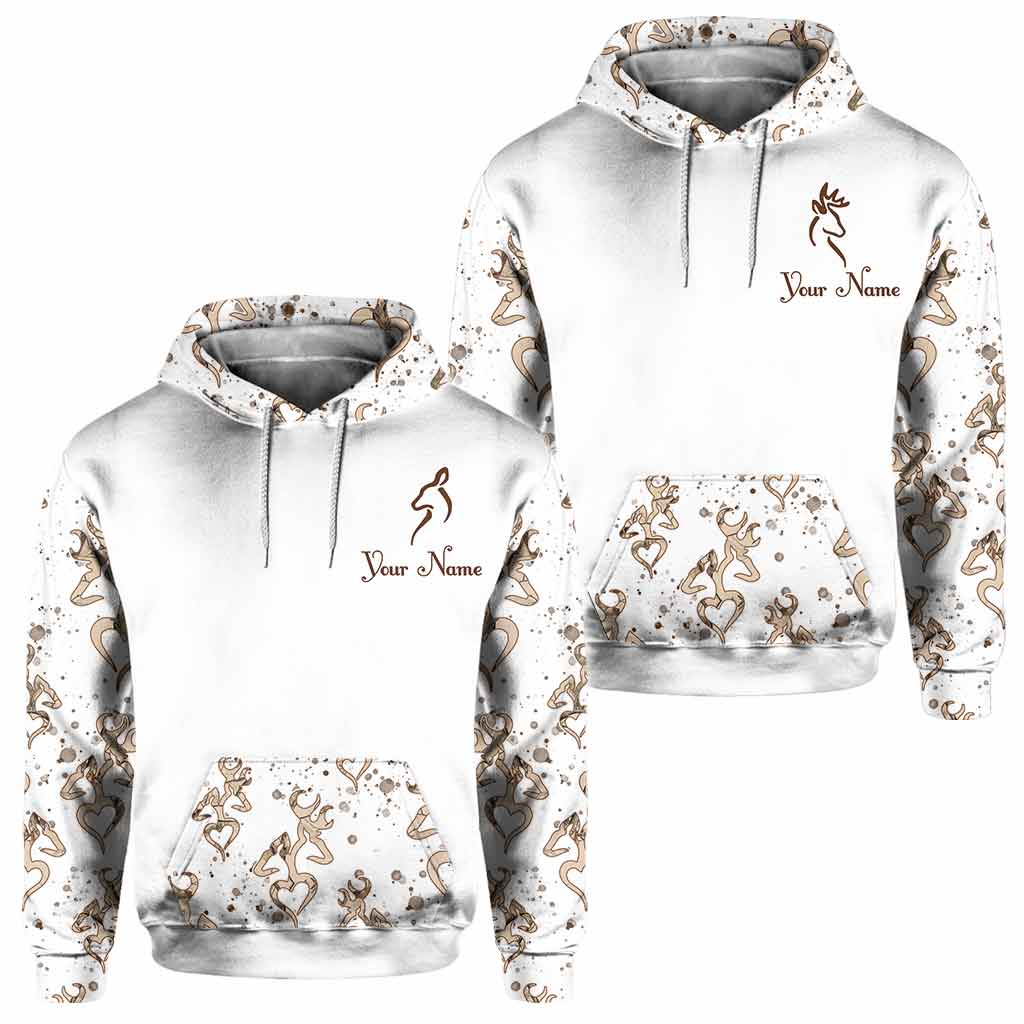 His Doe Her Buck - Personalized Couple Hunting All Over T-shirt and Hoodie