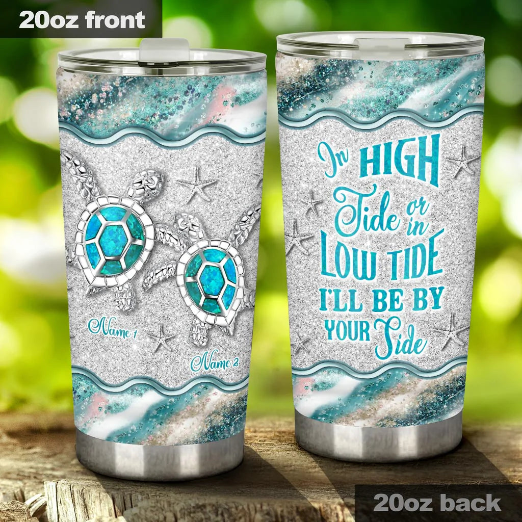 In High Tide - Personalized Couple Turtle Tumbler