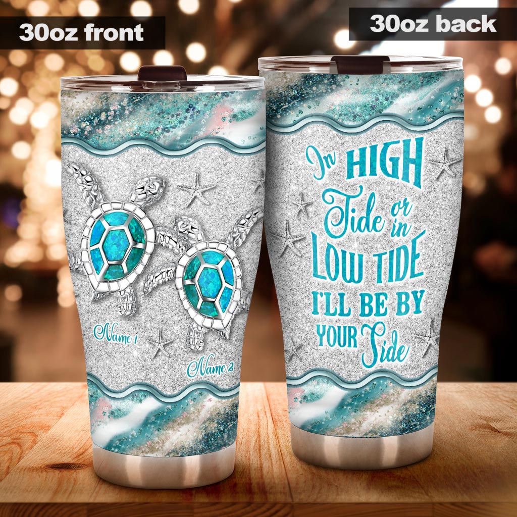 In High Tide - Personalized Couple Turtle Tumbler