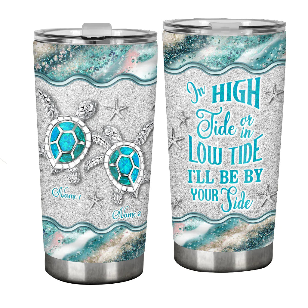 In High Tide - Personalized Couple Turtle Tumbler