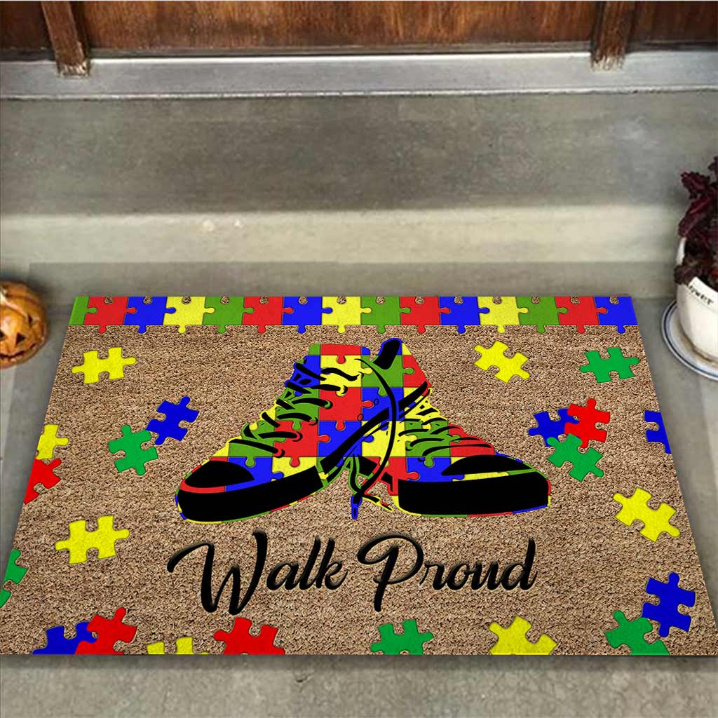 Walk Proud  - Autism Awareness Coir Pattern Print Doormat