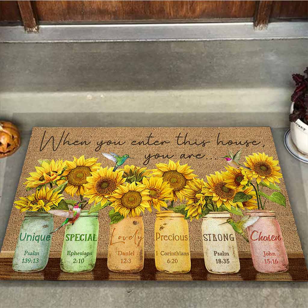 When You Enter This House - Sunflower Coir Pattern Print Doormat