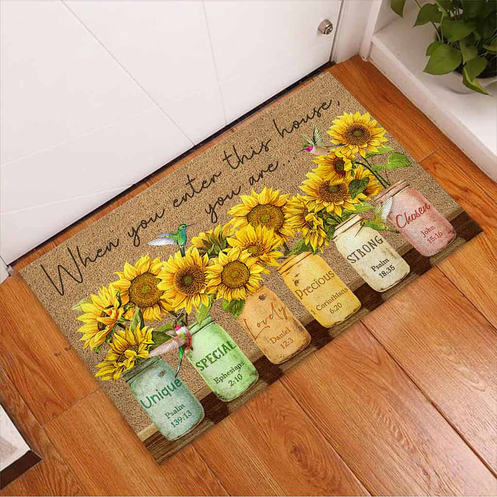 When You Enter This House - Sunflower Coir Pattern Print Doormat