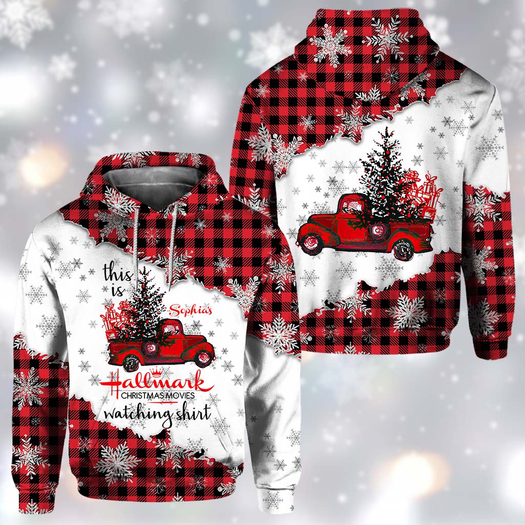 Christmas Movie Watching - Personalized Christmas All Over T-shirt and Hoodie